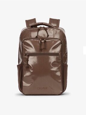 Calpak Brown Glossy Nylon Backpack